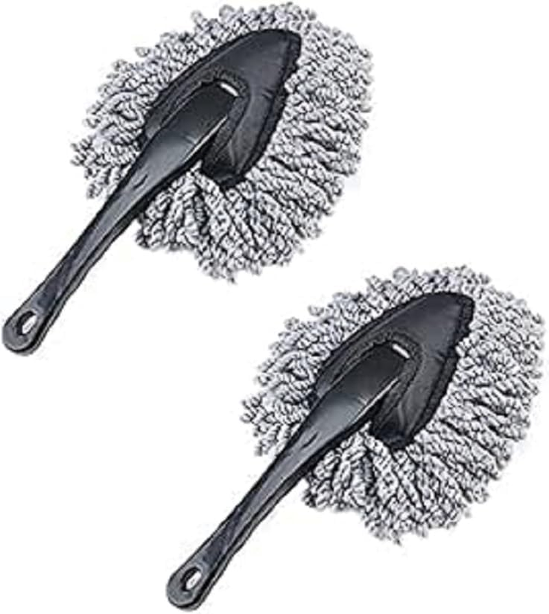 2 Pack Super Soft Microfiber Car Dash Duster Brush for Car Cleaning Home Kitchen Computer Cleaning Brush Dusting Tool (Grey, 30CM)