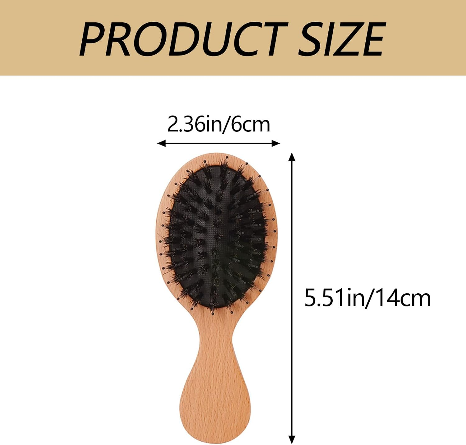 Wooden Paddle Bristle Comb Mini Boar Bristle Hairbrush Paddle Travel Bristle Brush Pocket Portable Bamboo Bristle Hairbrush for Men Women Kids image number 5