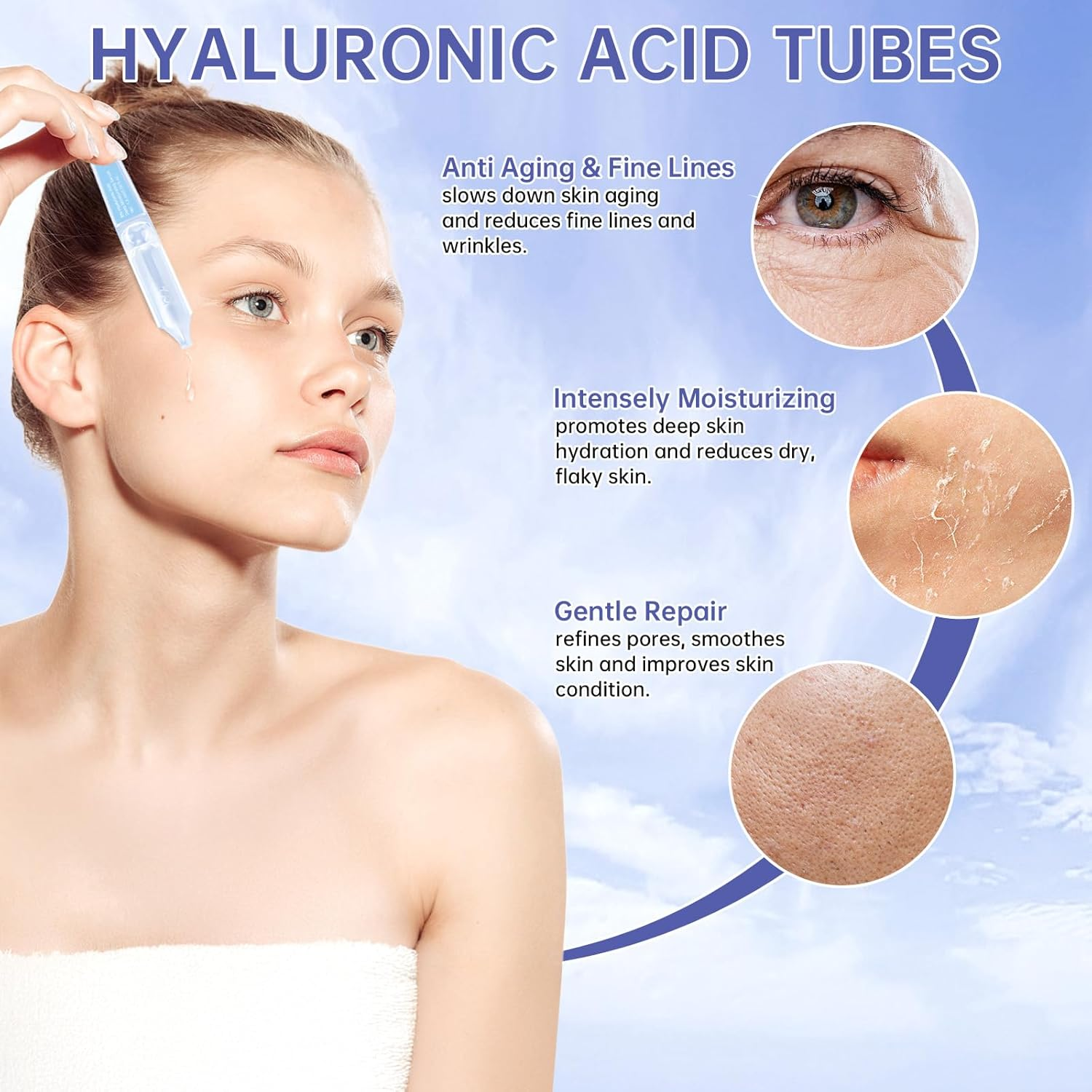 60 Pcs 5% Hyaluronic Acid Serum Ultra-Hydrating Vials,Hyaluronic Acid Tubes,Wake Nature'S Premium Hyaluronic Serum,Single-Use Ultra-Hydrating Essence for Face image number 6