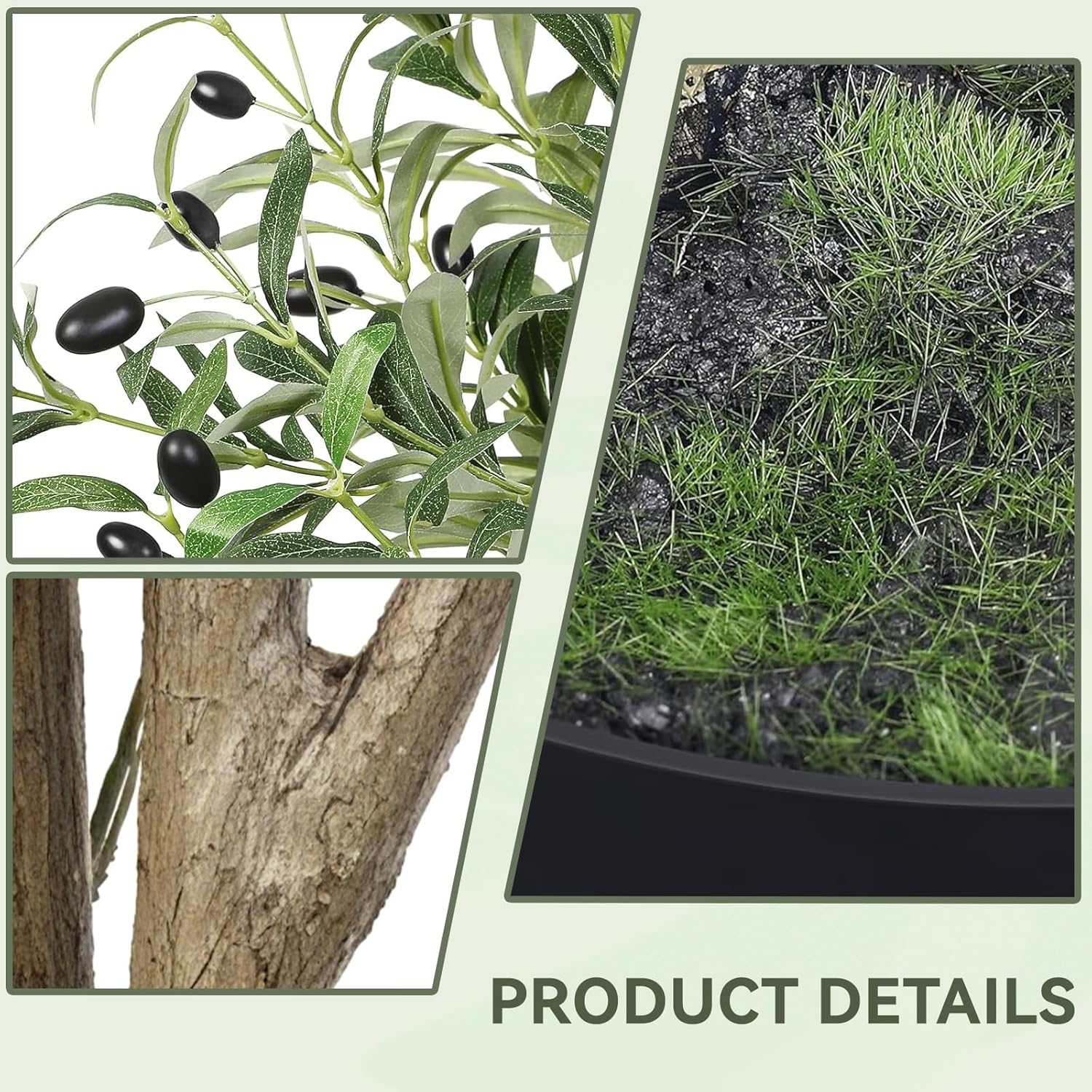 Shanghigh Artificial Olive Tree &ndash; 1.5M/5Ft Tall Faux, Decoration Olive Silk Plant with Fake Moss, Large Lifelike Faux Plant in Pot, Potted Olive Tree for Modern Home Office Indoor Outdoor Decor, Gift image number 1