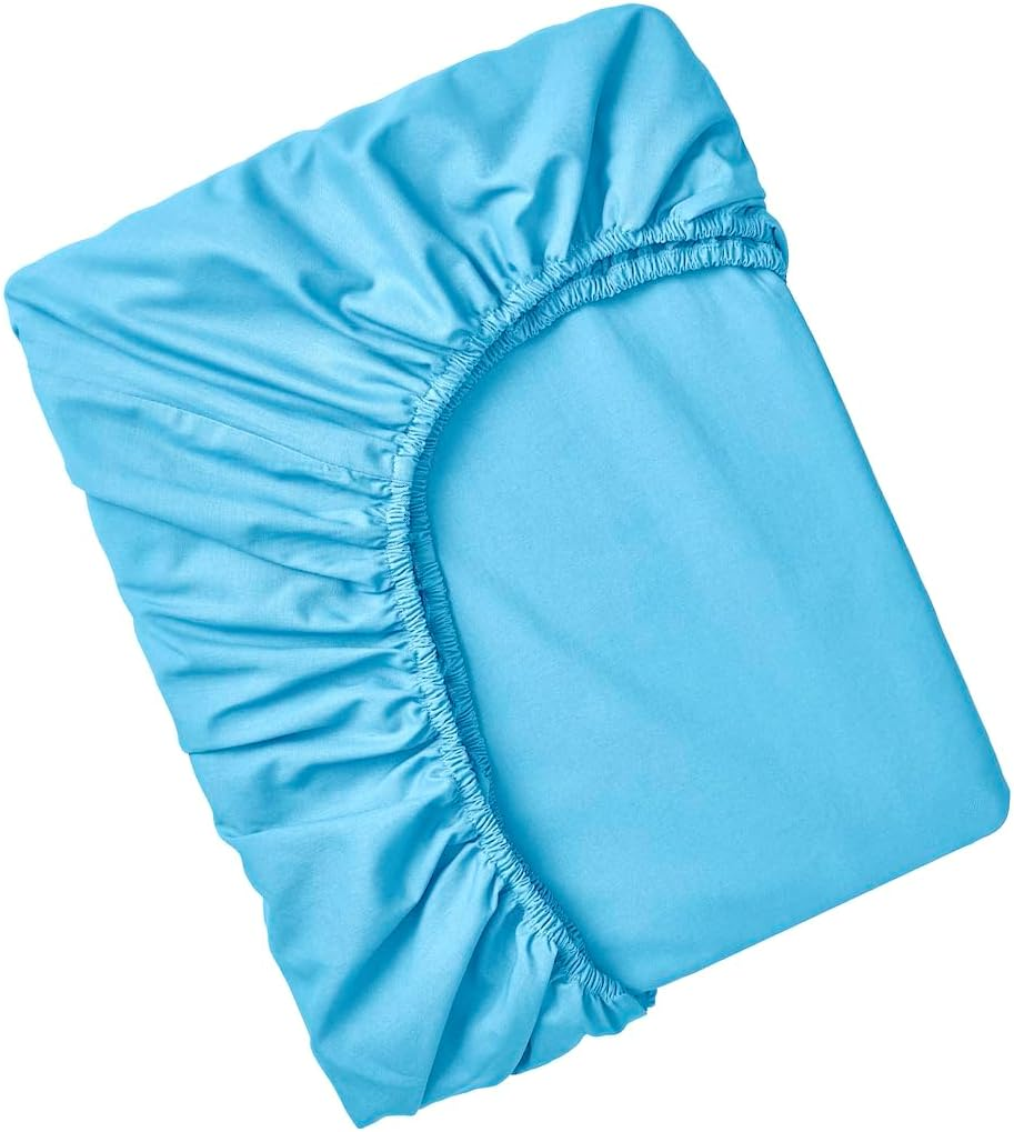 Flat Sheet - Pillowcase, Mattress Cover, Brushed Microfibre, Flat Sheet for Beds (90Cm, 105Cm, 135Cm, 150Cm and 180Cm) Bedding Set (Blue, Bed 135 X 200 Cm, Fitted Sheet) image number 4