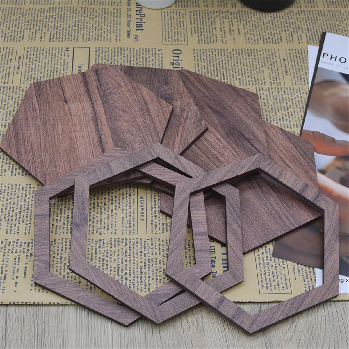 Honeycomb Wood Wall Art - Modern Hollow Hexagon DIY Geometric Wall Decorations for Bedroom, Living Room, Kitchen, Home Office image number 5