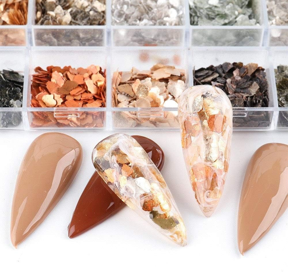 HANGQINGHENG 1 Box Abalone Shell Irregular Fragment Texture Natural Sea Shell UV Gel Flakes Slider Nail Decorations (Color : BK) image number 3