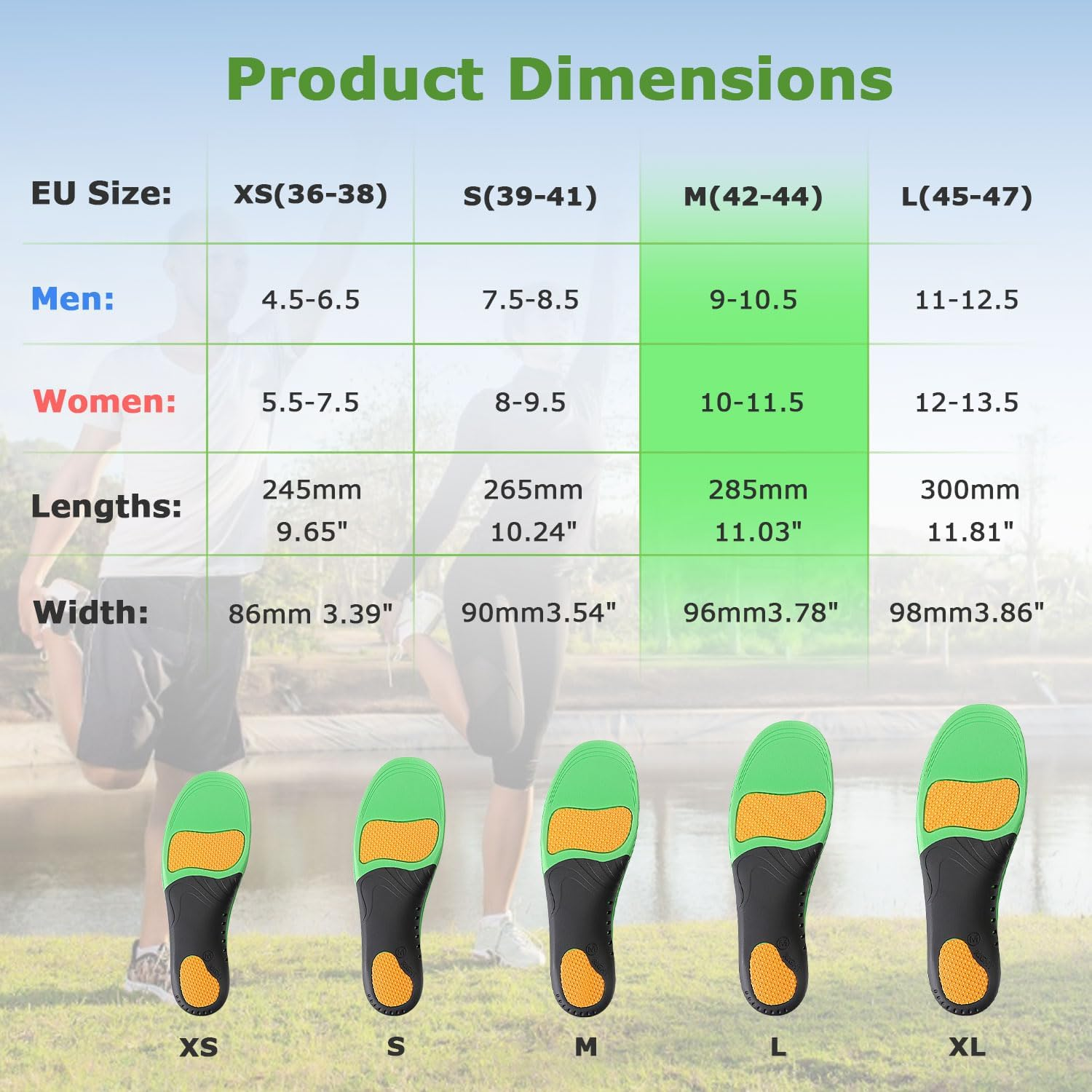 WEKUBA Arch Support Insoles, Plantar Fasciitis Insoles for Men Women, Heavy Duty Flat Feet Pain Relief Orthotic Running Athletic Work Boot Insoles for Standing All Day (M (42-44))