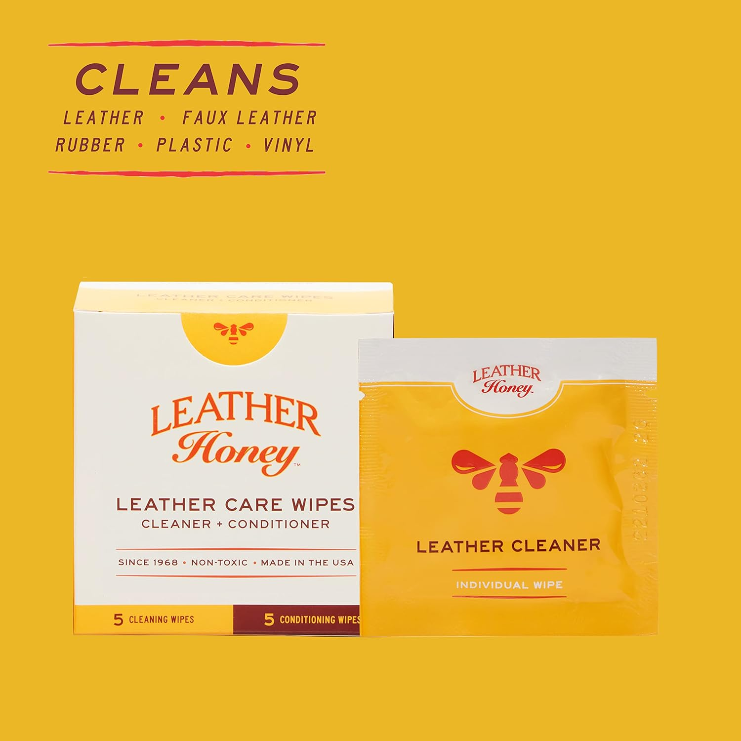 Leather Honey Leather Care Wipe Kit - Clean and Condition Leather On-The-Go - Leather Care for Auto Interiors, Furniture, Shoes, Bags, Accessories & Apparel - 5 Cleaner/5 Conditioner Wipes image number 6