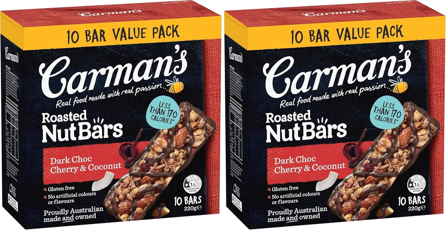 Carman'S Dark Choc Cherry & Coconut Nut Bar Value Pack 10X32G - 1 Count (Pack Of 20)