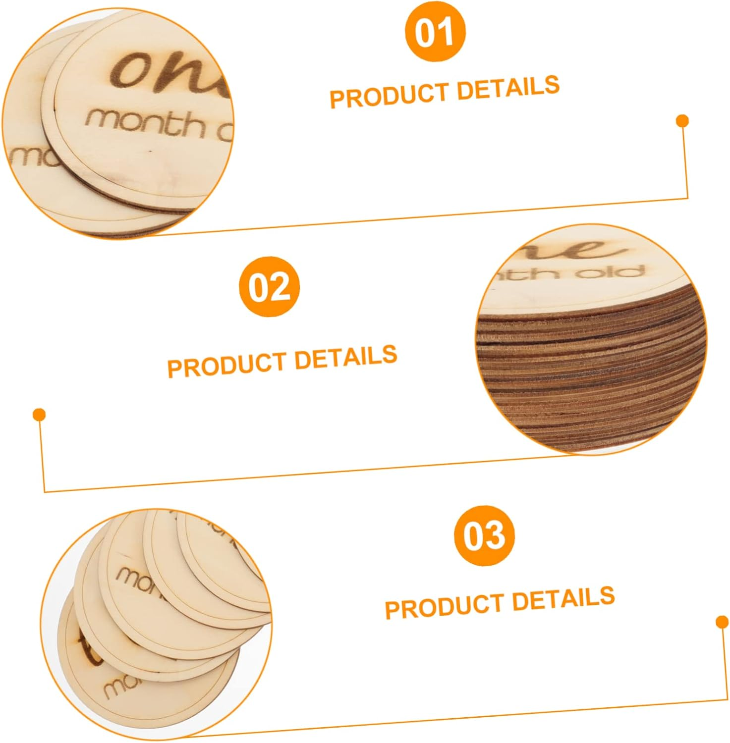 BESPORTBLE 12Pcs Wooden Milestone Cards Set Newborn Photography Props for Monthly Growth Tracking Memory Keepsake for Showers and Special Moments image number 2