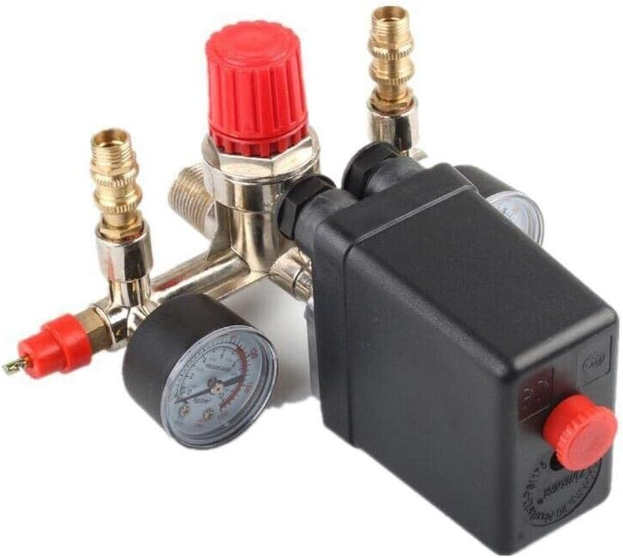AIMALL 90-120PSI Air Compressor Pressure Switch Control Valve Manifold Regulator Gauges, 240V 20A, Auto Control image number 4