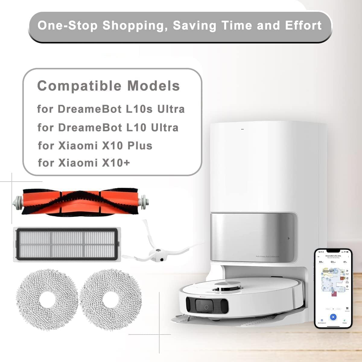 YBVABE Replacement Accessories Kit Compatible with Dreame L10S Ultra/Xiaomi X10+Robot Vacuum 【Not for L10S Pro Ultra Heat / L10S Ultra Gen2 】 （ 24Pack） image number 3