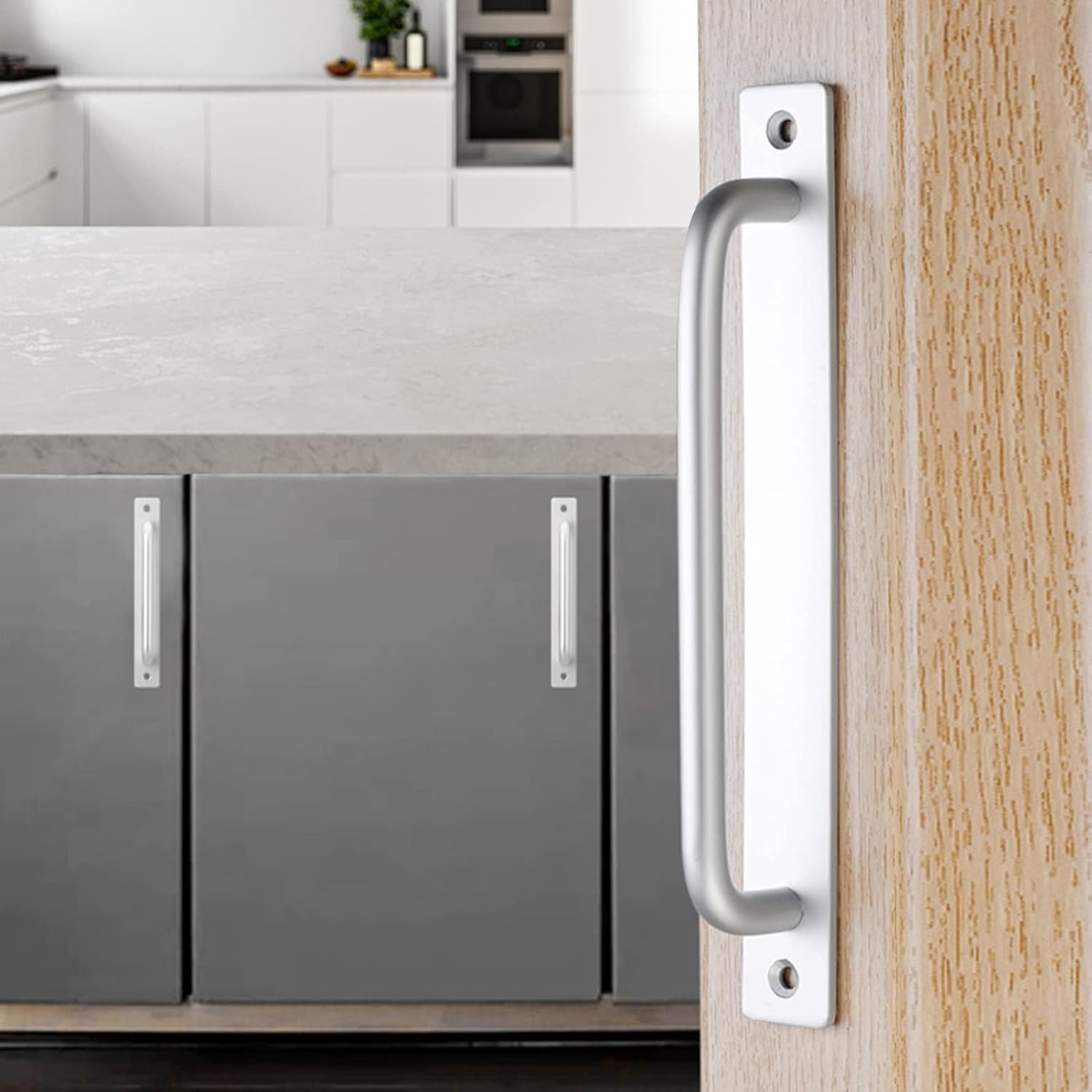 Cabinet Drawer Door Pulls Handle: Aluminum Alloy Self-Stick Instant Adhesive Sliding Door Push Pull Handles Helper with Screws for Kitchen Wardrobe Cabinet Drawer Window Closet (Silver, 148Mm) image number 4