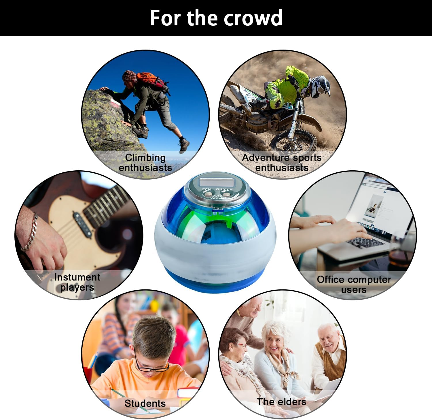 DOTSOG Wrist Trainer Exercises Power Ball Wrist&Forearm Strengthener Essential Auto-Start Spinner Gyro Ball with LED Lights image number 4