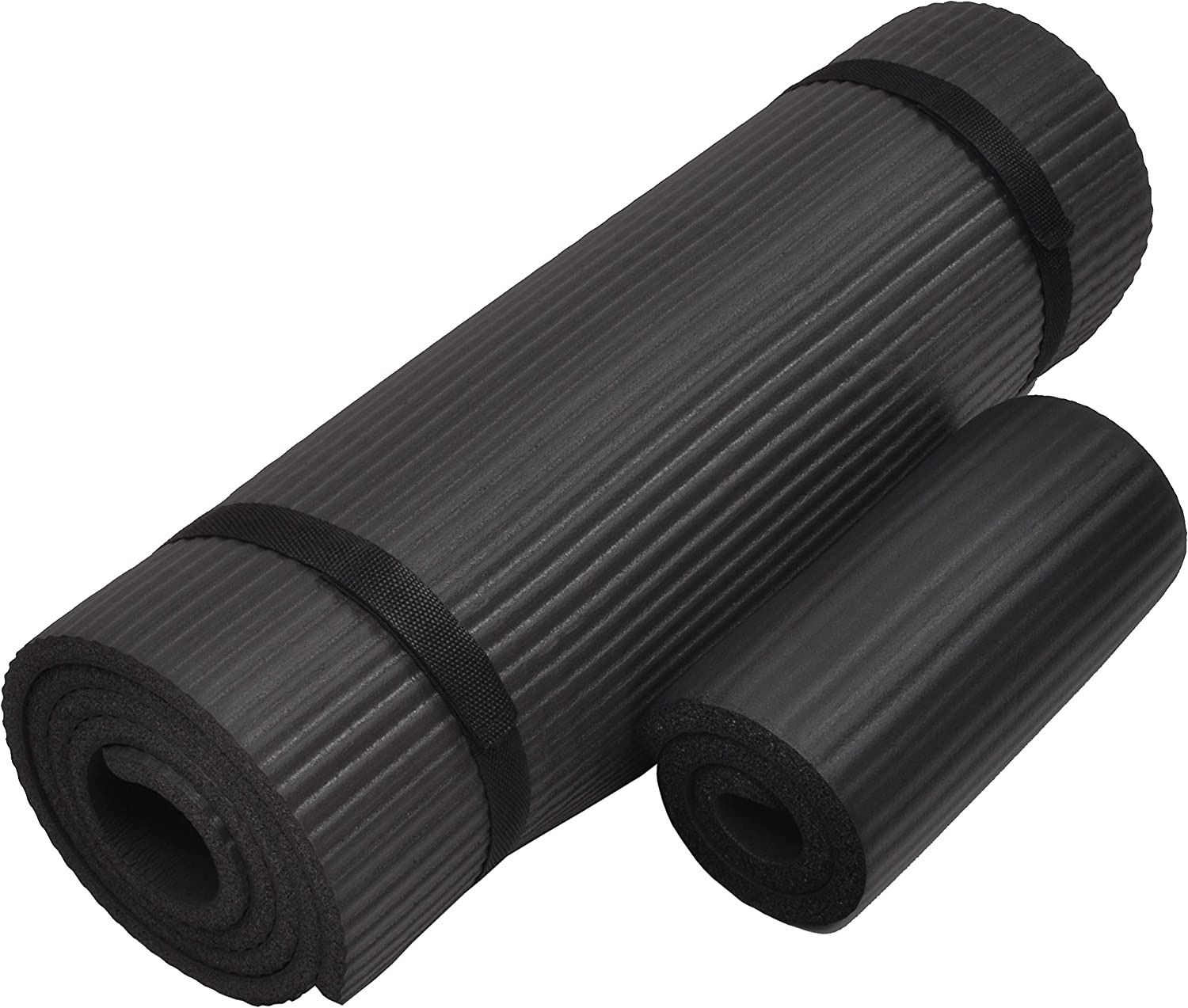 Signature Fitness 1/2-Inch Extra Thick High Density Anti-Tear Exercise Yoga Mat with Knee Pad and Carrying Strap, Multiple Colors