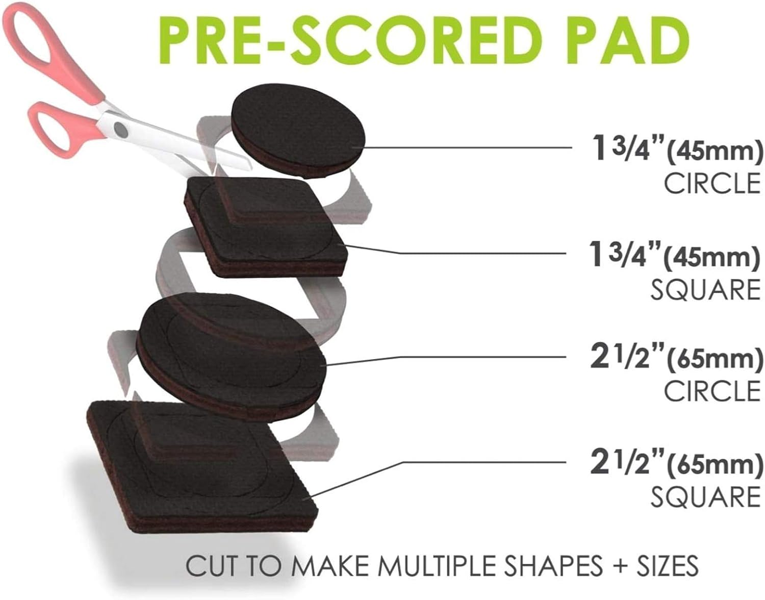 Gorillapads Non-Slip Furniture Pads/Grippers, Rubber Floor Protectors for under Furniture, Black (2.5" Pre-Scored) image number 2