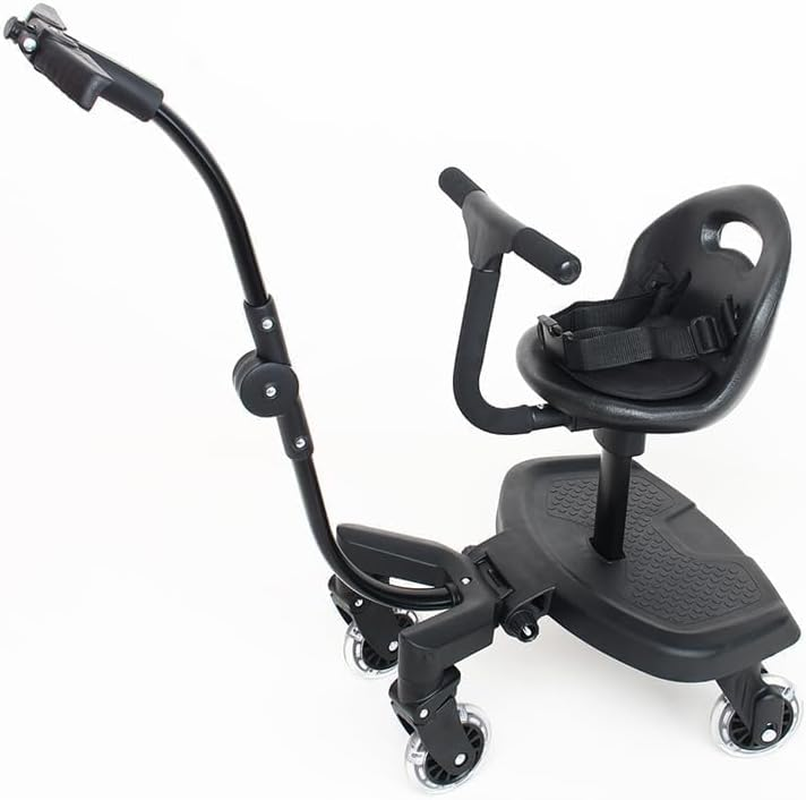 ABDULWEN Buggy Board,Universal 2-In-1 Stroller Board,Child Rider Stroller Attachment with Saddle Seat and Standing Platform,Baby Stroller Connectors,Quick and Easy to Use, Safety Design Upgrade (Newer Models)