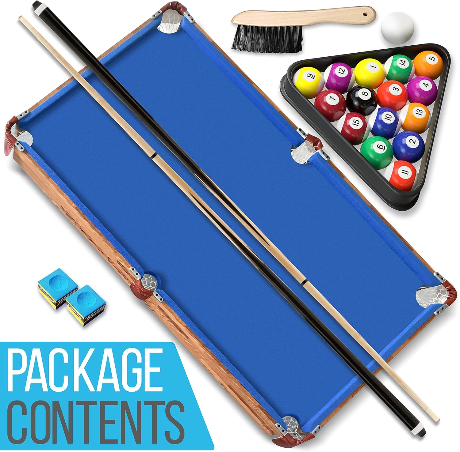 Serenelifehome 4.5Ft Folding Pool Table, 54In Portable Foldable Billiards Game Table for Kids and Adults with Accessories, Indoor and Outdoor Game with Sticks, Cue, Balls and Triangle, Blue (SLPTB56) image number 5