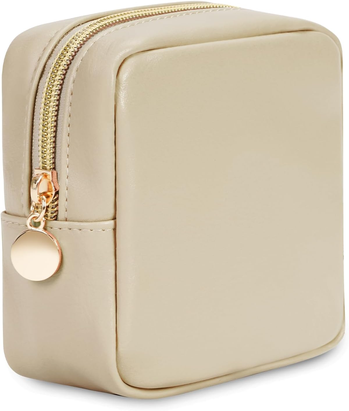 Wandering Nature Small Makeup Bag for Purse Zipper Cosmetic Bag for Women Pouch Travel Eco Vegan Leather Make up Organizer for Toiletry Bag Water Resistant Gift Idea, Black, Corduroy Pink, Mini,