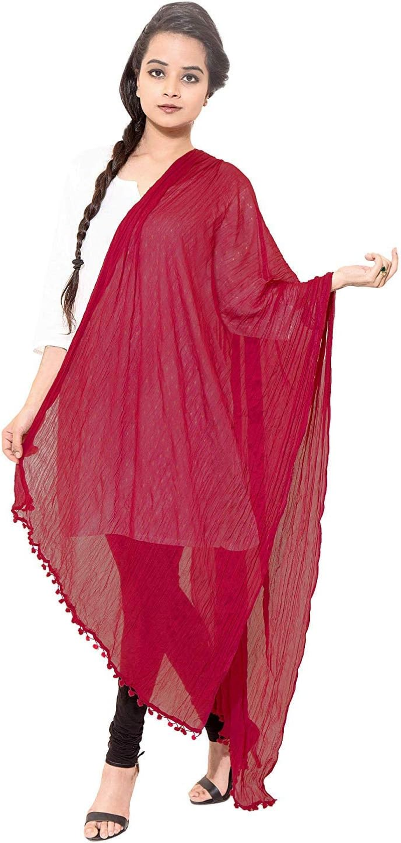 Cotton Solid Colors Women Dupatta Scarves Shawl - Leaf Green image number 5