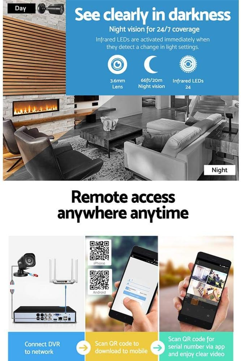 UL-TECH 4CH Wired Security Camera System - 4Pcs 1080P CCTV Square Cameras with H.264+ Compression, IP66, Smart Motion Detection & Email Alerts, Support P2P Remote image number 5