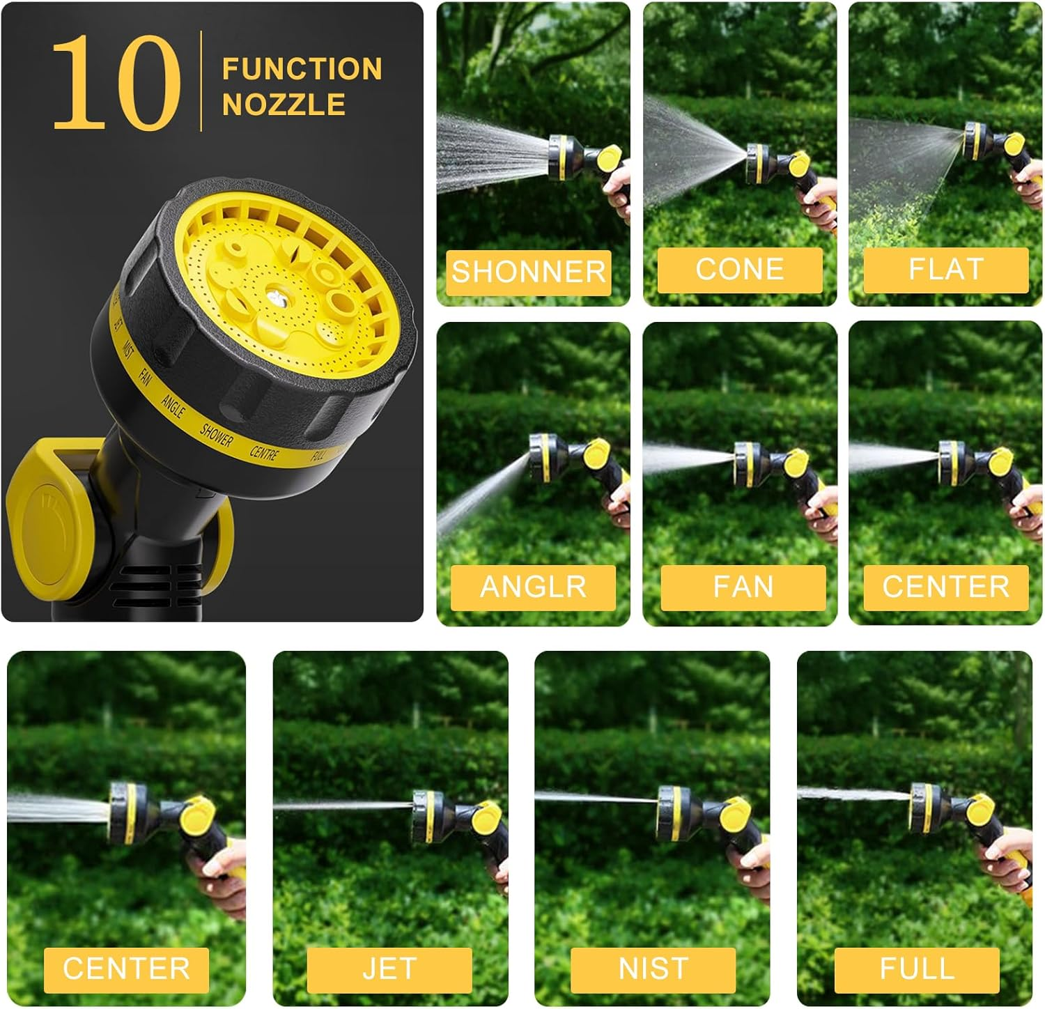 20M+2.5M Garden Hose Reel with 10 Function Sprayer Nozzle, Manual Retractable Hose Reel, Easy Storage, Durable, Frost Protection, Garden Pipe Hose Cart for Gardening, Car Washing, Pet Bathing image number 4