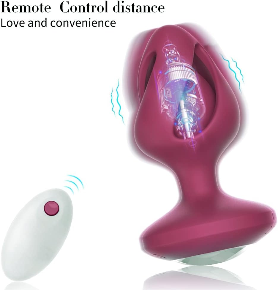 LOVEMAX Hollow Design Strong Motor Silicone Plug Anales Men Women Couples Begineers Toy Inflatable Plug for Women Amal Plugs Wireless Remote Control (Red)
