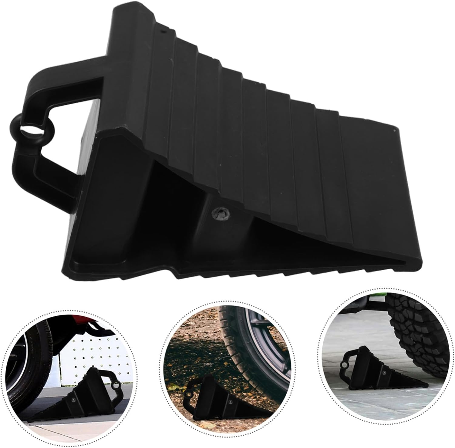 BUGUUYO Portable Slip Plastic Wheel Chocks for Trucks Durable Tire Stoppers with Handle Lightweight Parking Blocks for Slopes Rv Wheel Stabilizers Secure Vehicle Parking Aid image number 5
