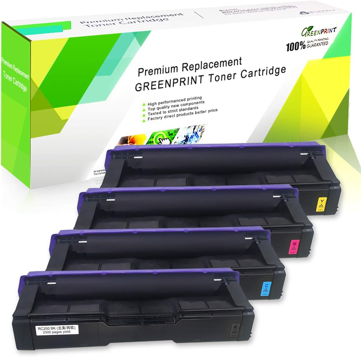 4 Colors Compatible Toner Cartridges SP C250 C261 GREENPRINT High Capacity 2300 Pages for Black Cyan Magenta Yellow for RICOH Aficio SP C250DN C250SF C261SFN C261Sfnw C261Dnw Laser Printers image number 6
