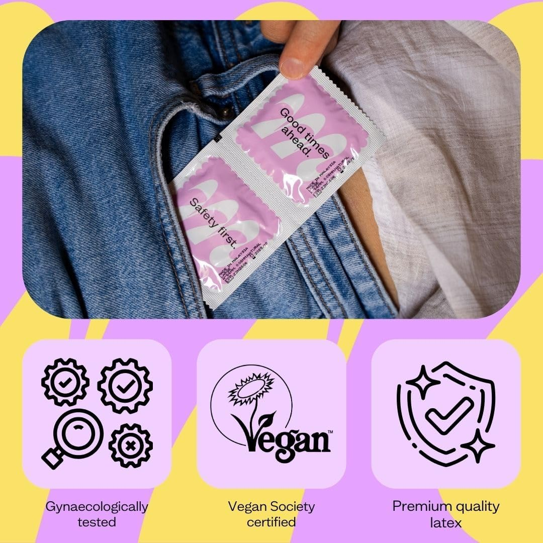 Moments inside & Out Lubricated Condoms | Regular Extra Lubricated | Vegan Certified, Dual Sensation Warming & Cooling Lube, Premium Latex, 53Mm Width, Pack of 1 (12 Counts) image number 4