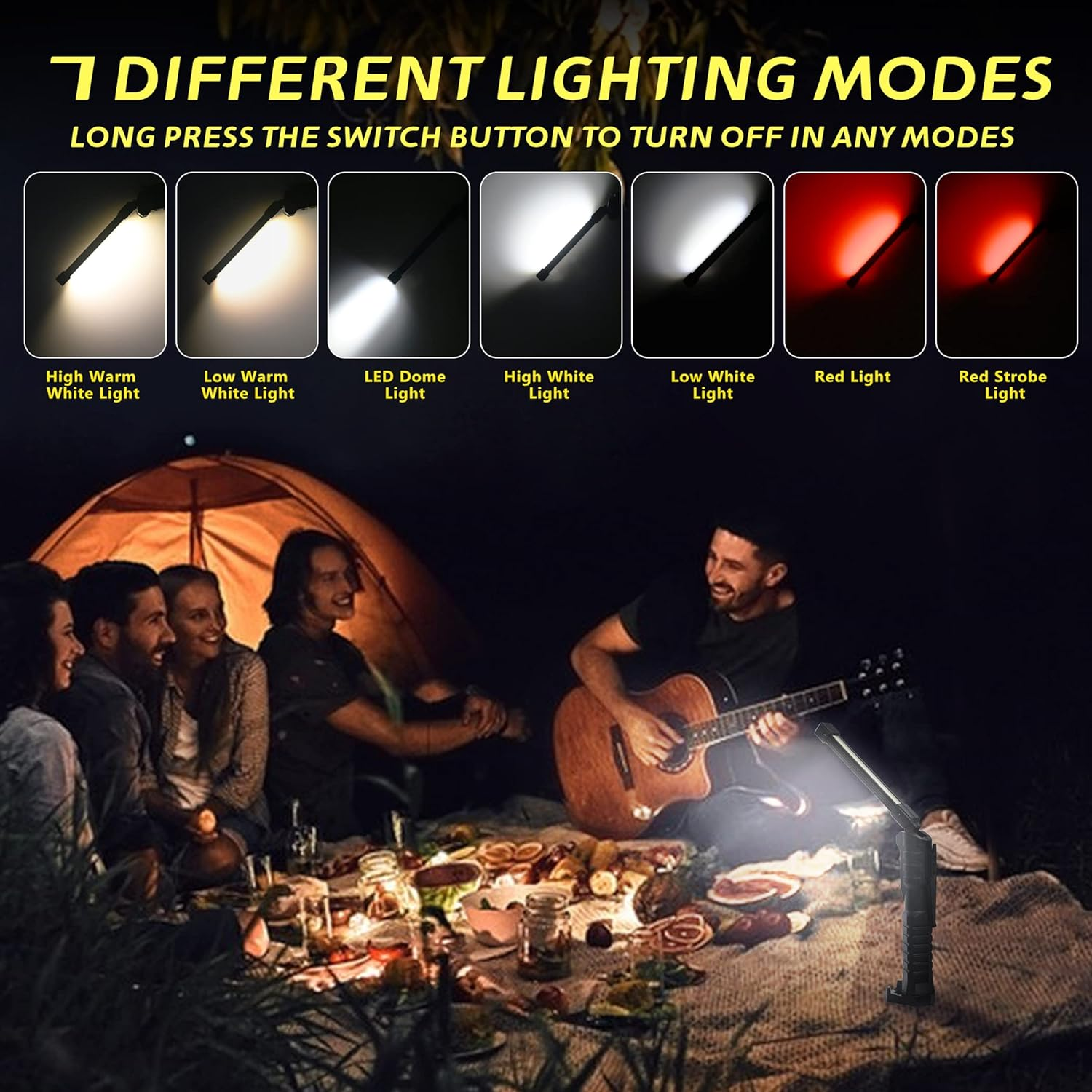 LED Rechargeable Torches Inspection Lamp,Vagocom Super Bright Flashlight Portable Battery Powered Work Light Tool with Magnetic Base 3 Color Light for Mechanic,Emergency,Christmas,Men Gift(2 Pack) image number 4