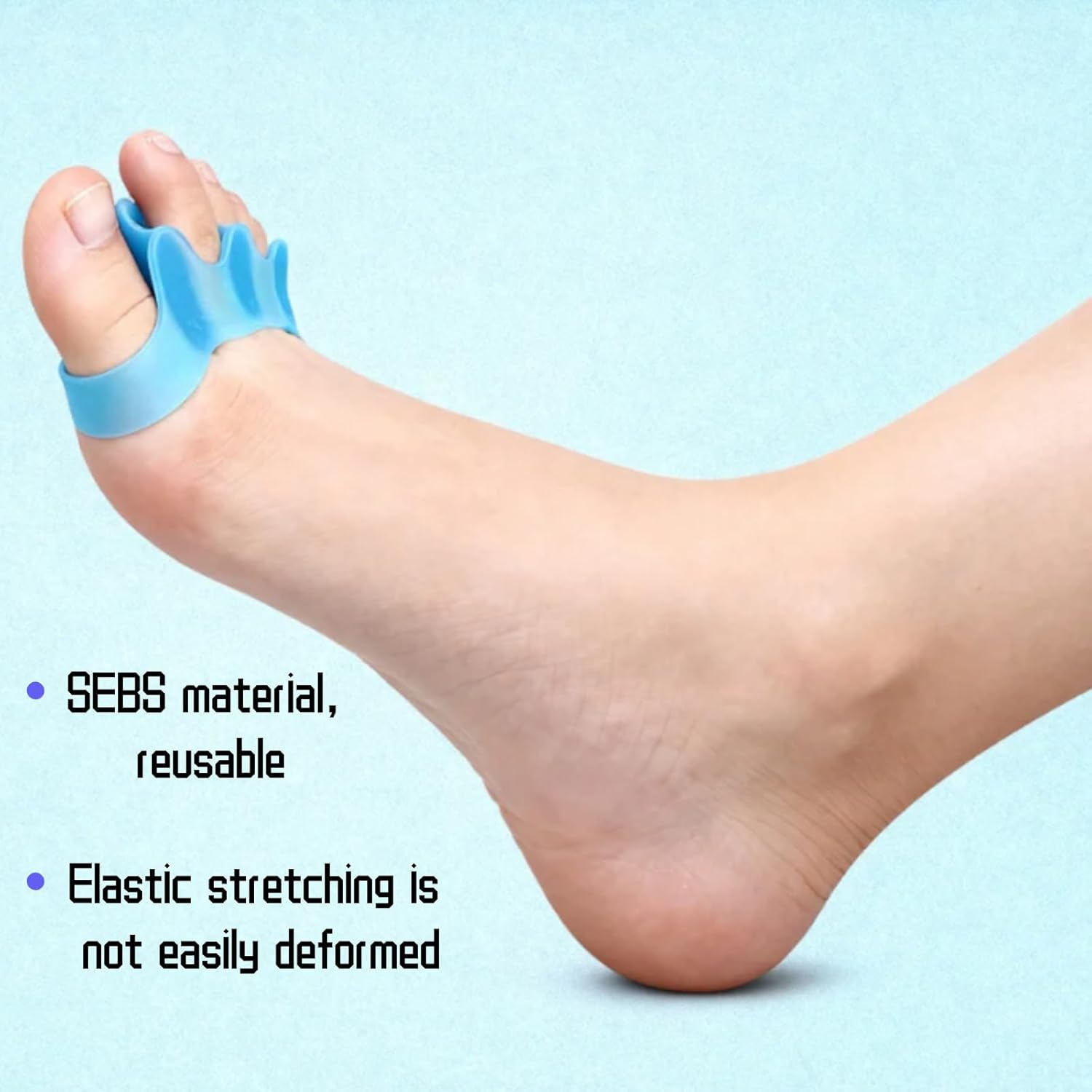 Kalione Professional SEBS Toe Separators, Blue, 8.5X3.5X1.4Cm, Reusable Stretching Spacers for Nail Care and Alignment, 4 Pack, Adult Size image number 4