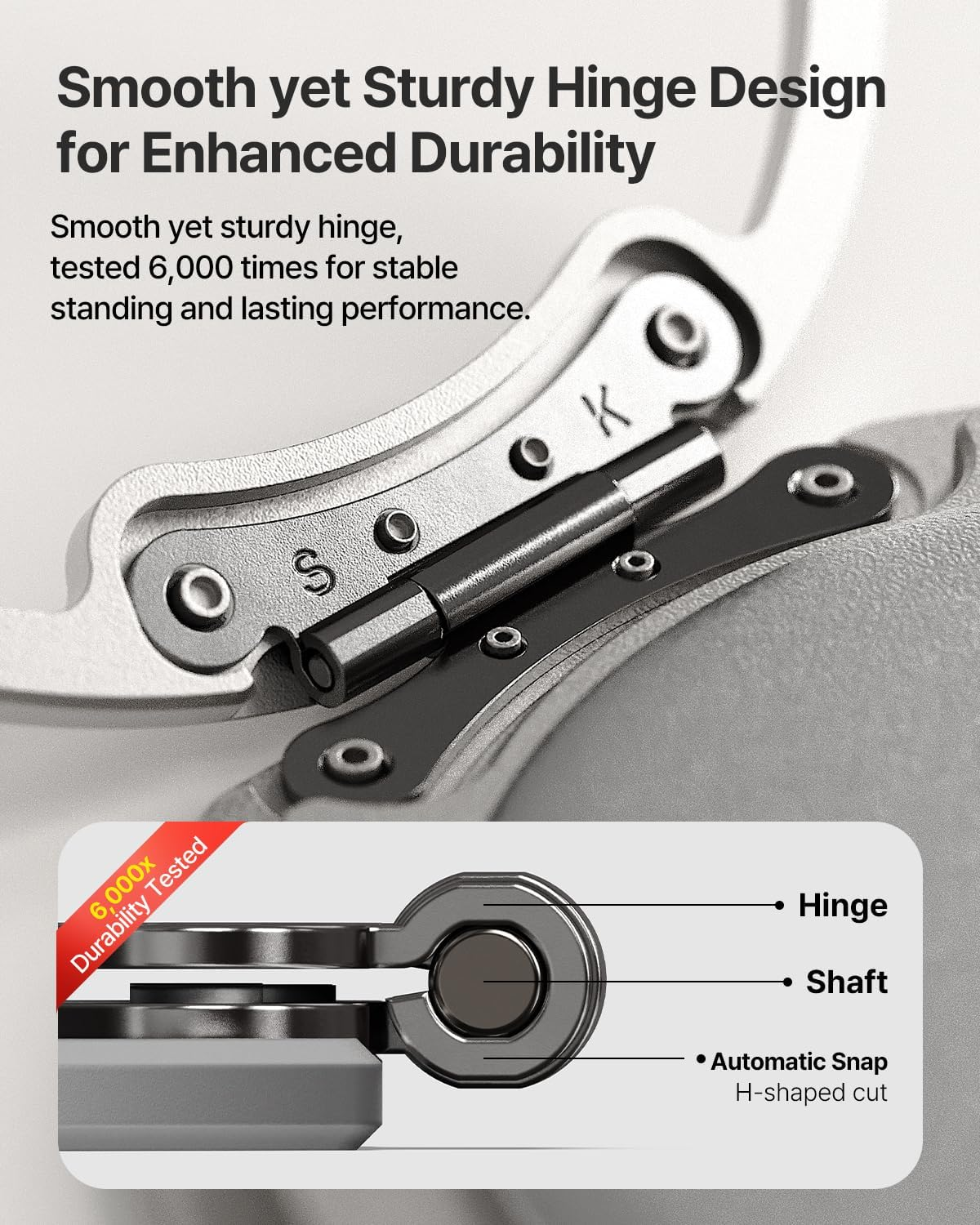 Sinjimoru for Magsafe Phone Grip &mdash; 3000G Magnetic Hold, Soft Silicone Comfort, Metal Plate Included, Iphone 17/16/15/14/13, M-Tap Tok Ring Stand Space Gray image number 4