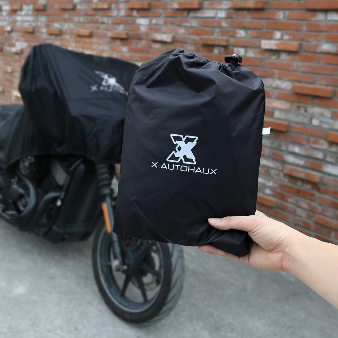 X AUTOHAUX M Black Motorcycle Half Cover Outdoor Waterproof Rain Dust UV Protector image number 3