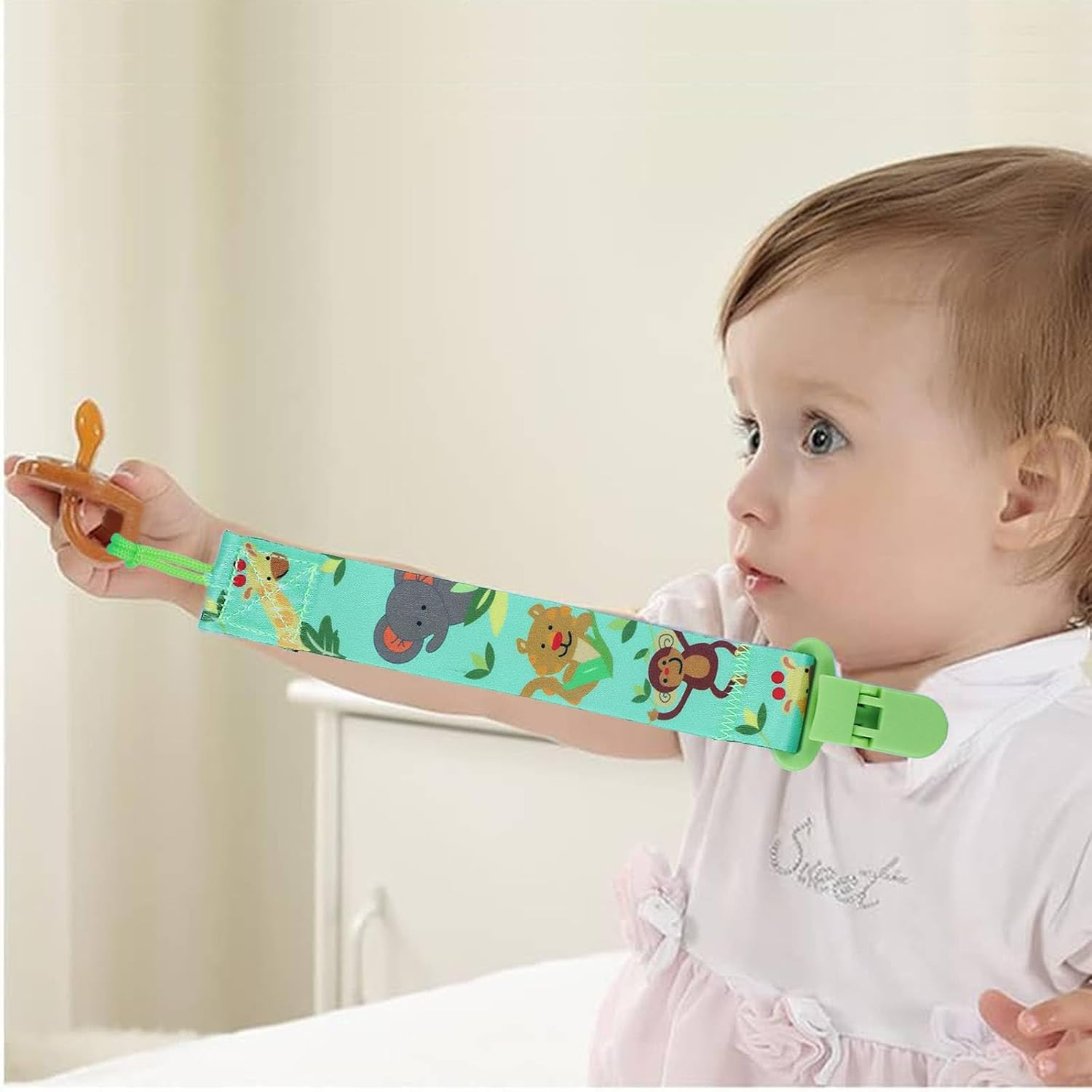 6 Pack Baby Pacifier Clip for Boys and Girls, Fits for Most Pacifiers, Cute Animals Pacifier Holder Dummy Clips Chain, Binky Styles Strap Holder, Lightweight Perfect for Kids Baby Teethers & Toy image number 1