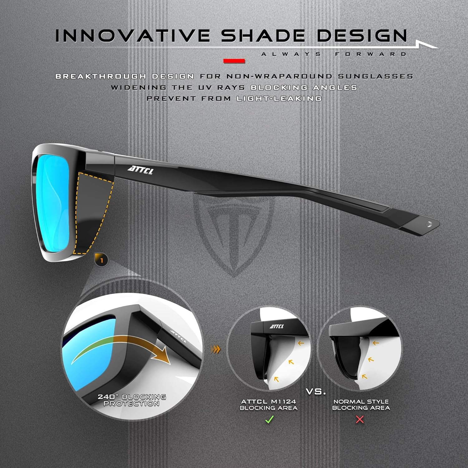 Sports Polarized Sunglasses for Men: TR90 Rectangle Frame UV Protection Sunglass for Running Driving Fishing