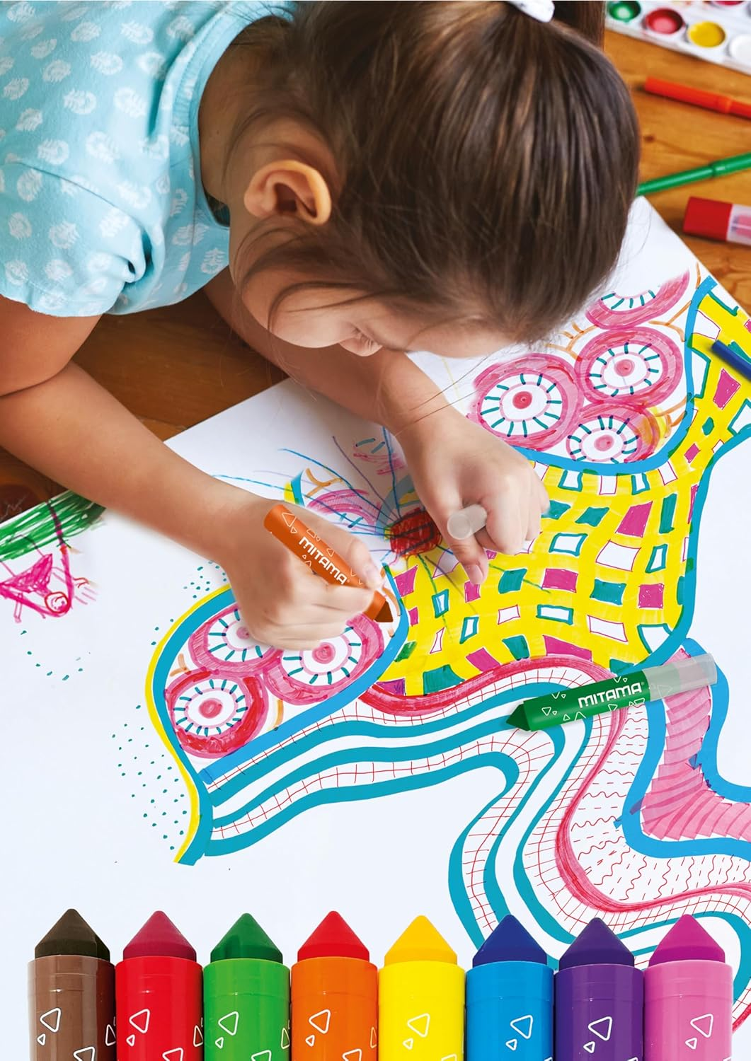 Mitama - Maxipunta Super Washable Felt Tip Pens - Case of 8 Felt Tip Pens - Maxi Tip (1-8 Mm) - Ergonomic Grip - School Colours - Colouring Pencils Pencil Case School