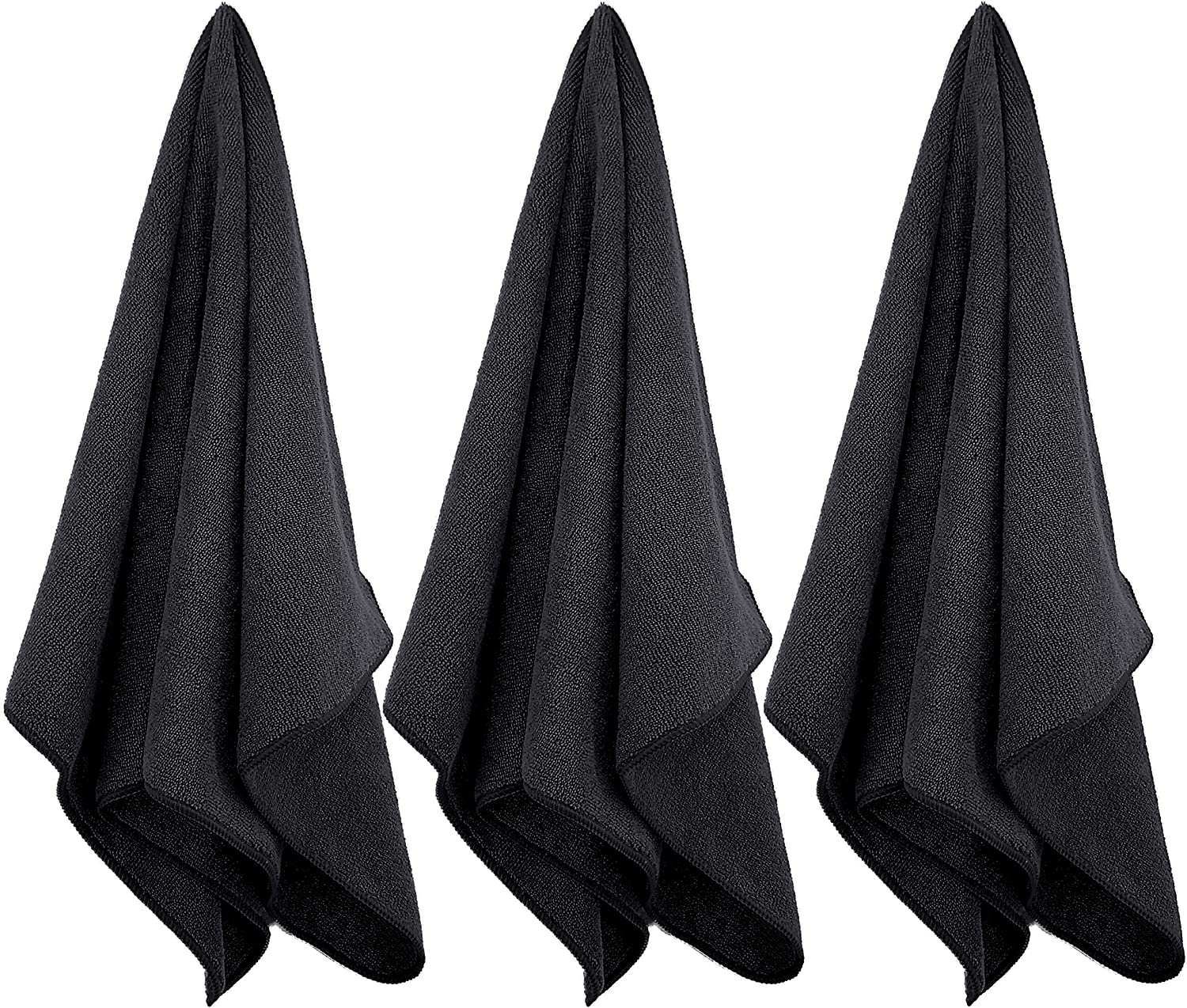 Polyte Professional Quick Dry Lint Free Microfibre Hair Drying Salon Towel, 12 Pack (40X73 Cm, Black) image number 1