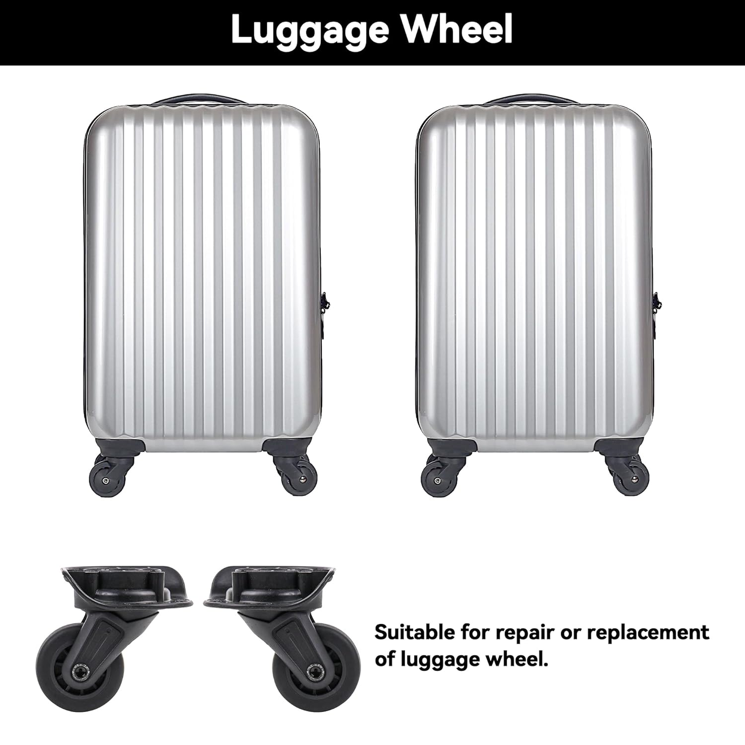 BQLZR Replacement Luggage Wheels Left and Right Suitcase Caster W142 Black Pack of 2