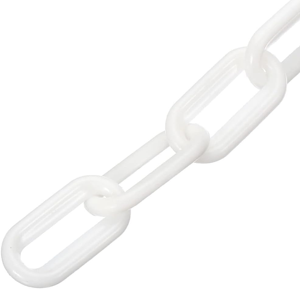 Naisfei Polyethylene Barrier Chain, White, 8 Mm Diameter 2 M Length Polyethylene Chain Barrier, Safety Link Chain Stanchion for Crowd Control at Driveway Elevator Parking Lot. image number 2