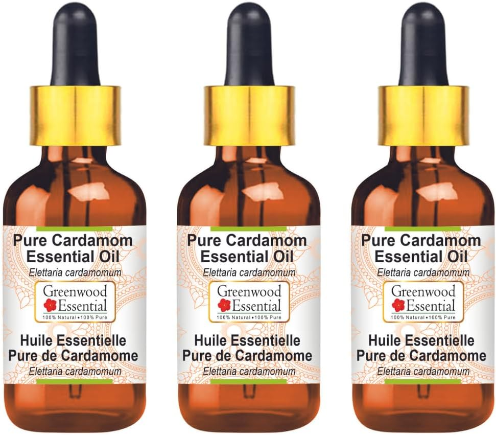 Greenwood Essential Pure Cardamom Essential Oil (Elettaria Cardamomum) with Glass Dropper Steam Distilled for Personal Care (Pack of Three) 100Ml X 3 (10Oz) image number 6
