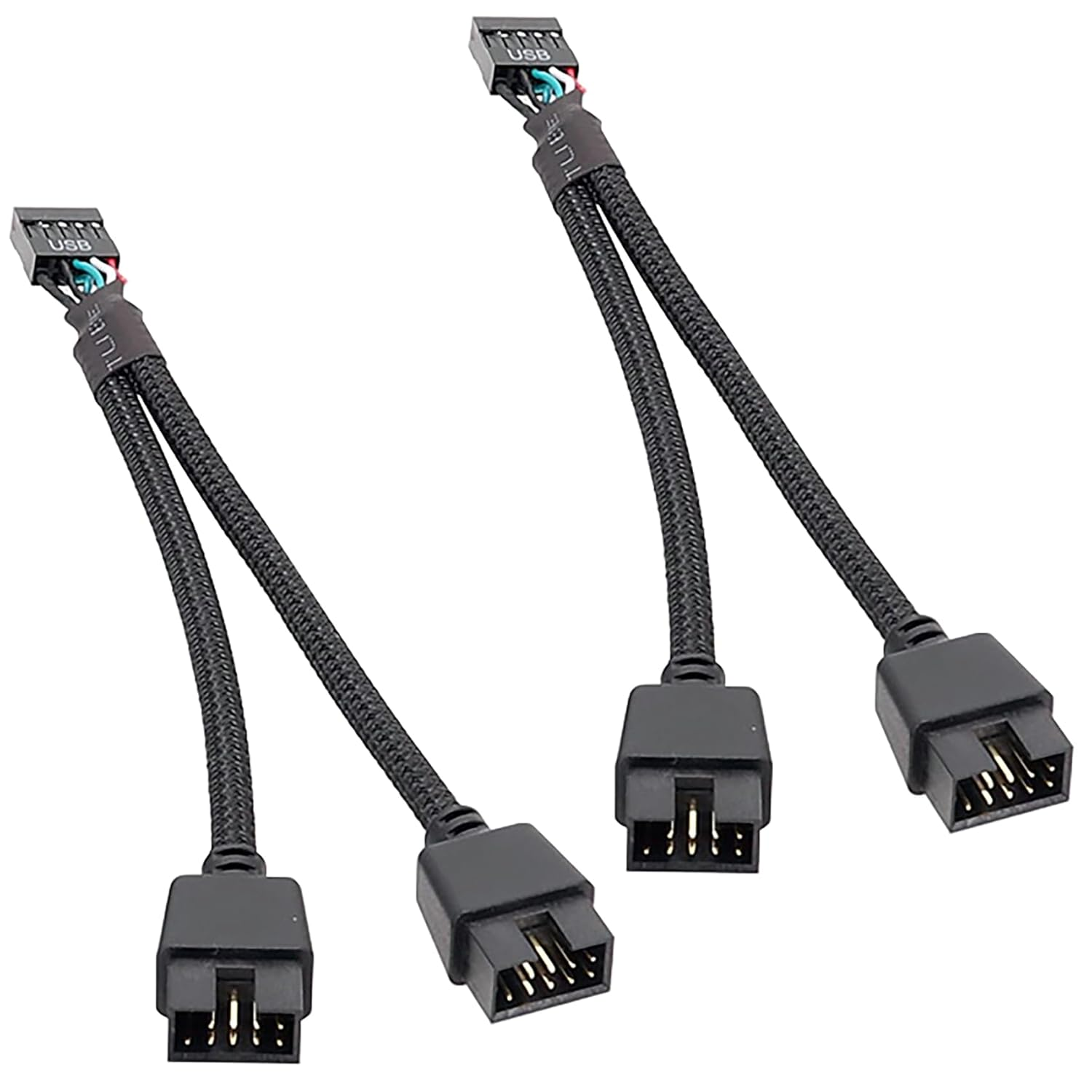 Tunghey 2Pack USB 2.0 9Pin Female to Dual 9-Pin Male Extension Cable,Motherboard 9-PIN USB2.0 Header Splitter Nylon Braided for Computer Internal Motherboard 15Cm image number 6