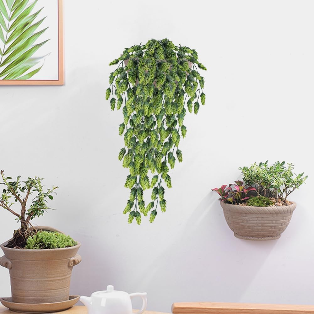3Pcs Artificial Fake Flowers Hops Plants Realistic Faux Plastic Greenery Hanging Plant Vines UV Resistant Flower Wreath Decorations for Home Wall Garden Wedding Party Outdoor Balcony Corridor D&eacute;cor image number 1