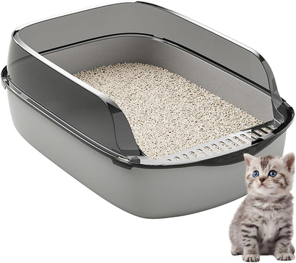 Open Top Cat Litter Box,Semi Enclosed Cat Toilets,Kitty Toilet Hood,Detachable Pet Litter Case,Large Litter Container,Pet Toilet with Litter Sifting Scoop image number 3