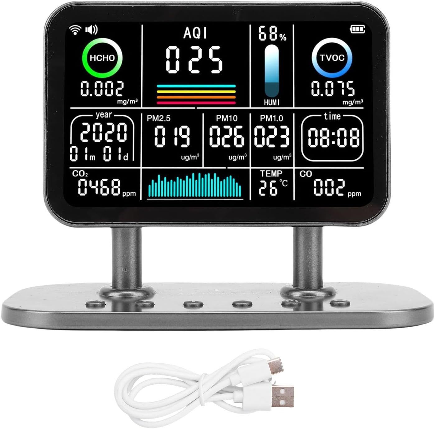 Jectse Professional Indoor Air Quality Meter for Accurate Monitoring of HCHO TVOC PM 2.5 Detector for Living Room, Office, Hospital [ABS Material] image number 1