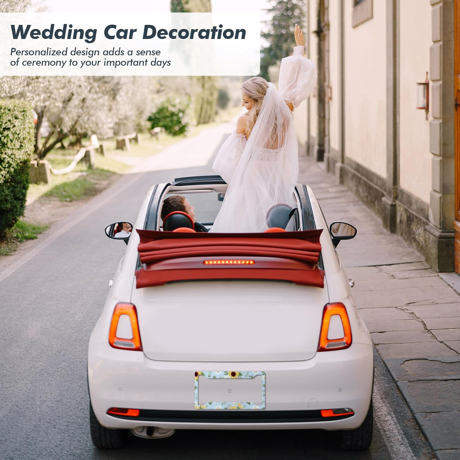 BBTO 12 Pcs Sublimation License Plate Frame Blanks, Universal Metal Aluminum License Plate Holder White Heat Thermal Transfer License Plate Covers DIY Custom Car Tags for Front Rear Frame Accessory image number 4