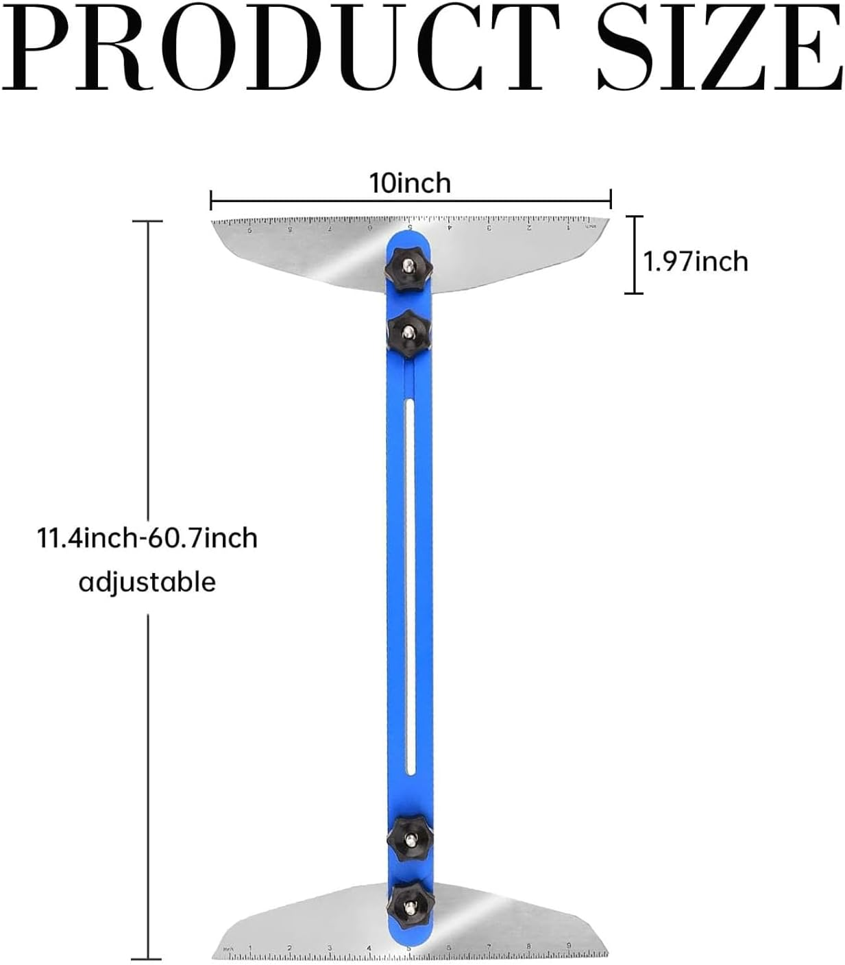 Stair Treads Template Tool, Aluminum Alloy Stair Measuring Tool,Adjustable Stair Jig, Stair Gauge Tool,Shelf Scribe Layout Tool for Stairs,Risers,Shelf and Cutting Drywall (Blue) - Blue image number 4