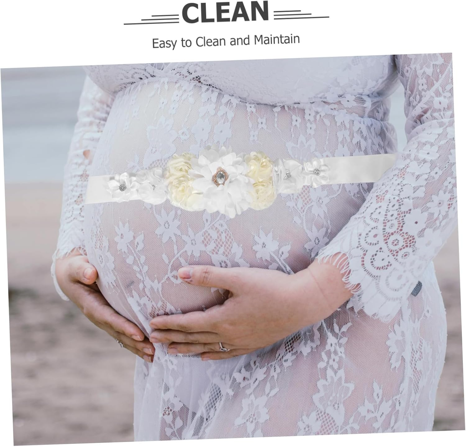 Adjustable Floral Maternity Belt Sash for Pregnant Women Soft Breathable Belly Band with Elastic Straps Comfortable Pregnancy Support Accessory for Showers and Photography Props