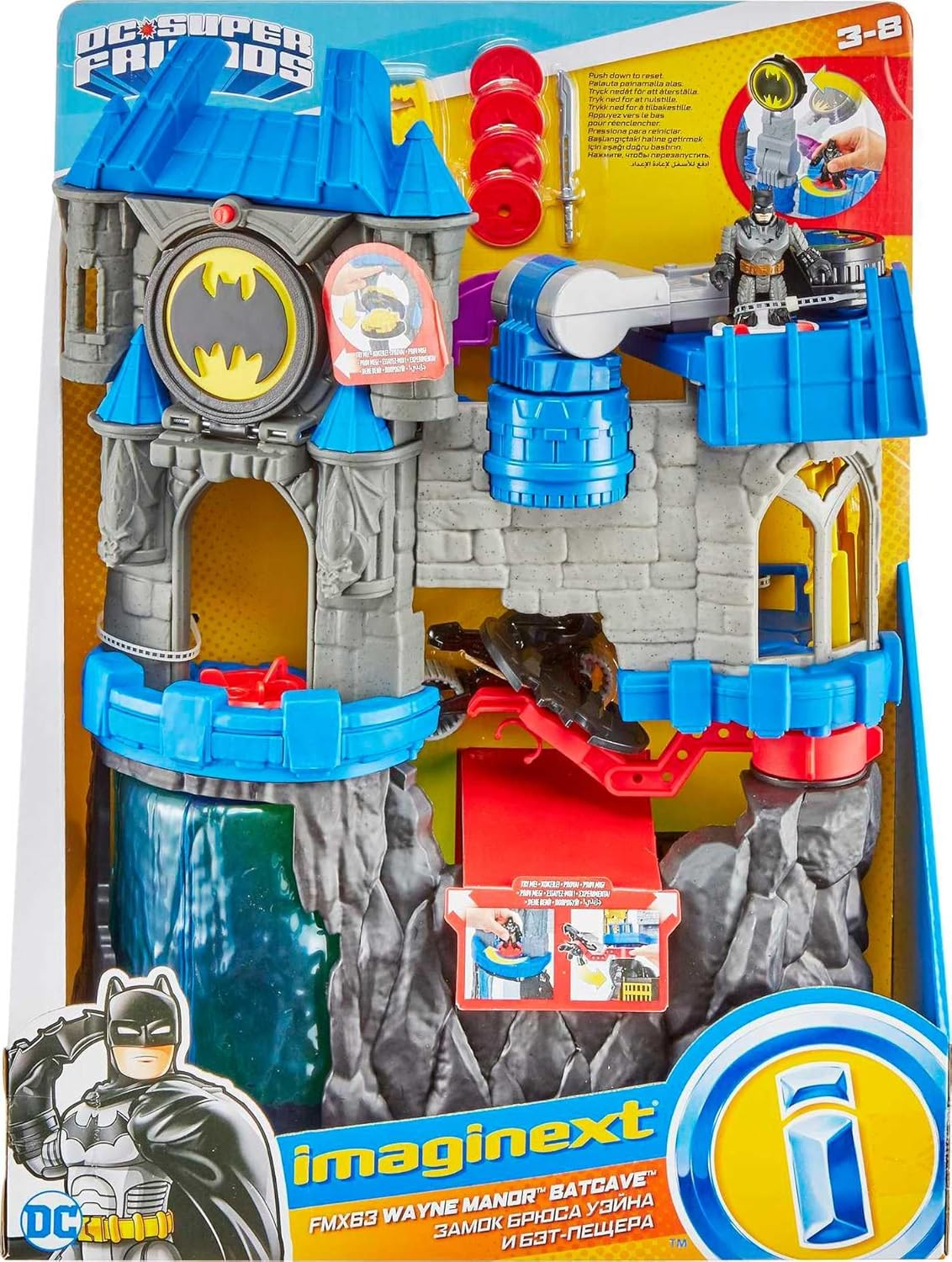 Fisher-Price Imaginext DC Super Friends Batman Toy, Wayne Manor Batcave Playset with Figure & Batcyle for Pretend Play Kids Ages 3+ Years image number 4