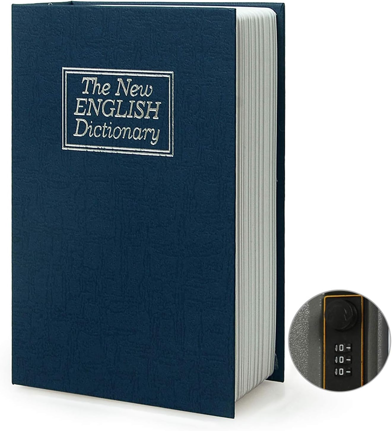 Diversion Book Safe Storage Box, Dictionary Secret Safe Can with Security Combination Lock/Key, Diversion Book Hidden Safe (Blue-Combination) image number 3