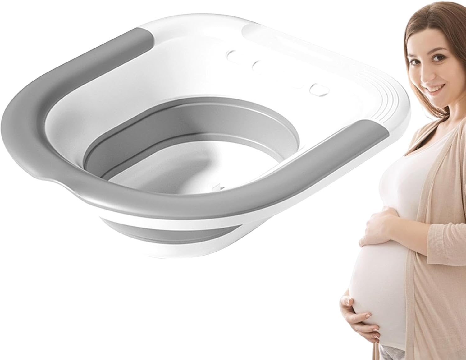 Bmucp Folding Toilet Seat Bath, Folding Seat Bathtub for Toilet - Portable Ergonomic Washbasin Bathtub Sit Bust Toilet, North Squat Bath Soak Sitz Bath Washbasin Hemorrhoid Patient Care Postpartum