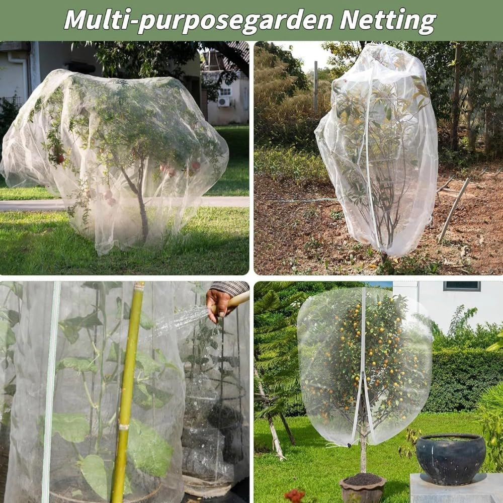 Fruit Tree Netting with Zipper and Drawstring, Large 10Ft X 10Ft Garden Mesh Cover Blueberry Bush Tomato Cover Bird Netting for Protecting Garden Trees Vegetables Flowers image number 5