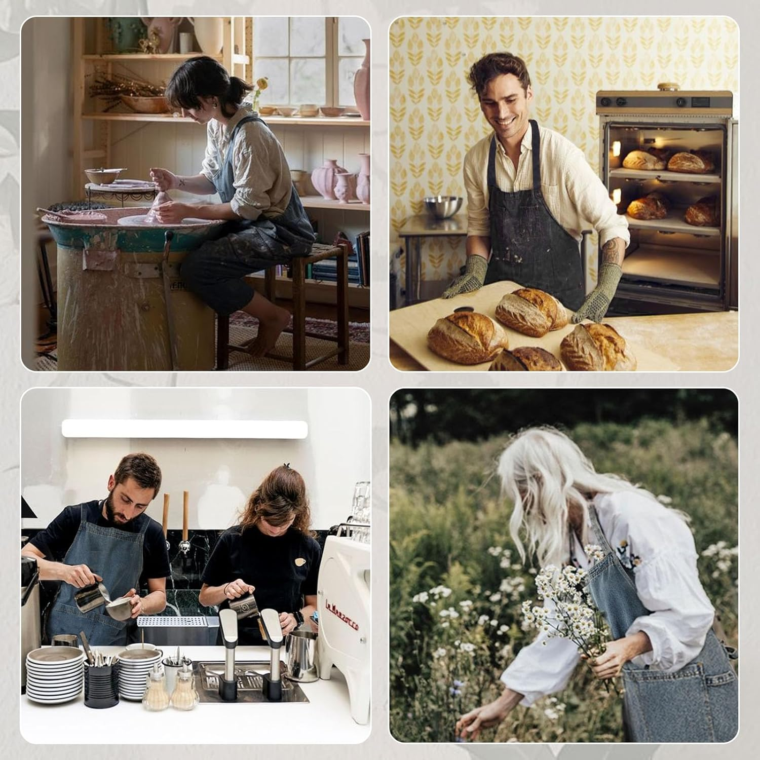 Surblue Cotton Denim Apron with Pockets Adjustable Jean Apron for Man Woman for Kitchen, BBQ, Garden, Workshop image number 3